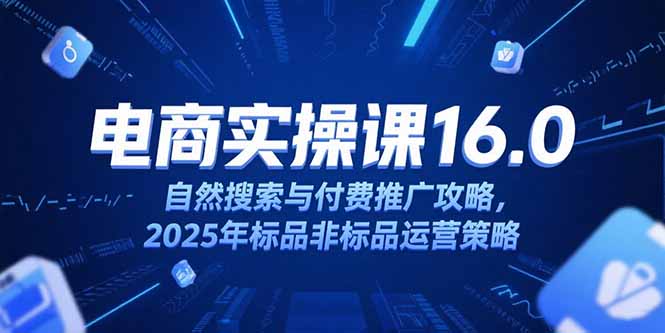 （15262期）淘宝电商运营课16.0，自然搜索与付费推广攻略，2025年标品非标品运营策略_生财有道创业项目网