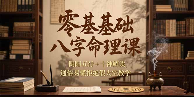 （15283期）零基础八字命理课，阴阳五行+十神解读，通俗易懂拒绝假大空教学_生财有道创业项目网