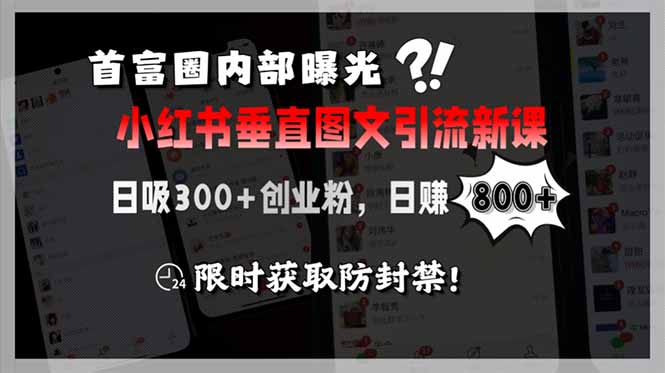 （15313期）首富圈内部曝光小红书垂直图文引流新课，日吸300+创业粉，日赚800+，限…_生财有道创业项目网
