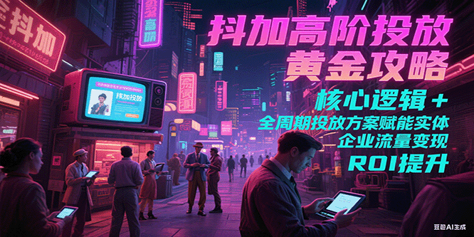 抖加高阶投放黄金攻略：核心逻辑全周期投放方案赋能实体企业流量变现 ROI 提升_生财有道创业网