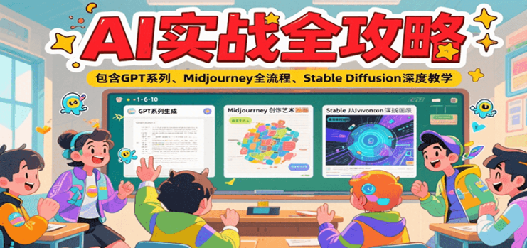 AI实战全攻略，包含GPT系列、Midjourney全流程、Stable Diffusion深度教学_生财有道创业网