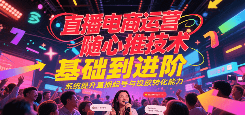 图片[1]-直播电商运营随心推投放技术基础到进阶，系统提升直播起号与投放转化能力_生财有道创业网-生财有道