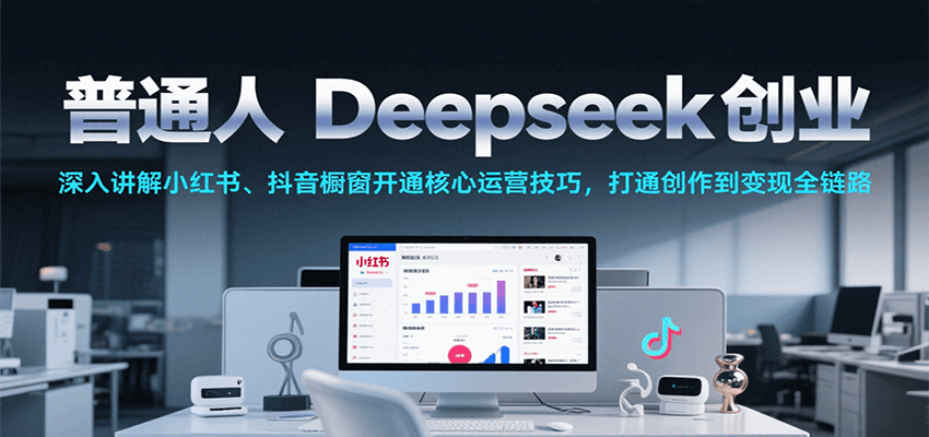 图片[1]-普通人Deepseek创业，小红书、抖音橱窗开通核心运营技巧，打通创作到变现全链路_生财有道创业网-生财有道