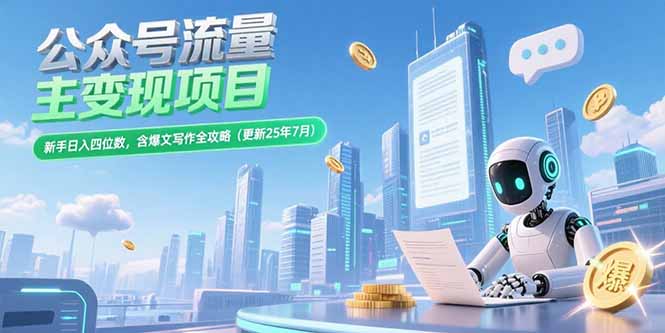 （15340期）公众号流量主变现项目，新手日入四位数，含爆文写作全攻略(更新25年7月)_生财有道创业项目网