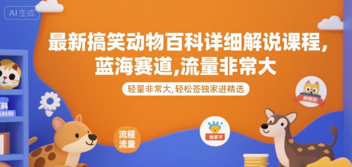 图片[1]-最新搞笑动物百科详细解说课程，蓝海赛道，流量非常大，轻松签独家进精选——生财有道创业项目网-生财有道