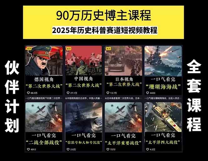 图片[2]-（15386期）历史短视频赛道变现课，百集素材库应用，文案剪辑技巧，账号运营全案_生财有道创业项目网-生财有道