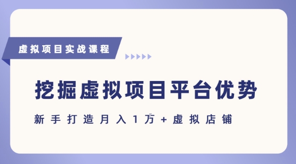 抓住虚拟项目各平台优势，新手轻松月入1W+(给出具体建议)——生财有道创业项目网