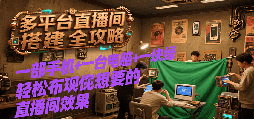 图片[1]-多平台直播间搭建全攻略，一部手机+一台电脑+一块绿布轻松实现你想要的直播间效果_生财有道创业网-生财有道