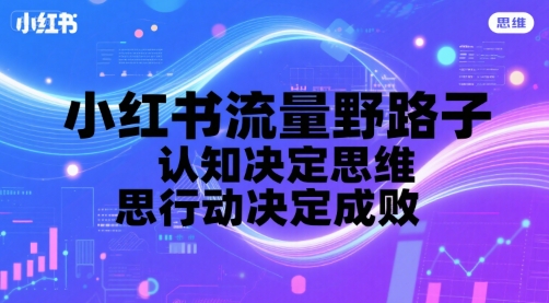 小红书流量野路子，认知决定思维，思维决定行动，行动决定成败——生财有道创业项目网