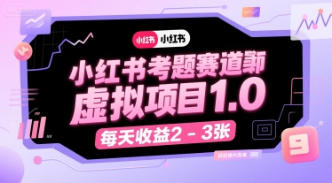 小红书考题赛道虚拟项目1.0，项目操作简单，每天收益2-3张——生财有道创业项目网