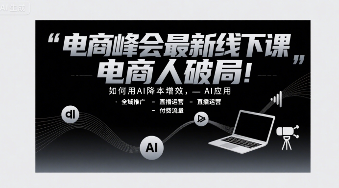 电商峰会最新线下课，电商人破局，如何用AI降本增效，AI应用-全域推广-直播运营-付费流量——生财有道创业项目网