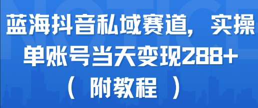 蓝海抖音私域赛道，实操单账号当天变现288+(附教程)——生财有道创业项目网