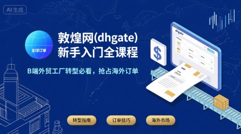 敦煌网(dhgate)新手入门全课程，B端外贸工厂转型必看，抢占海外订单——生财有道创业项目网