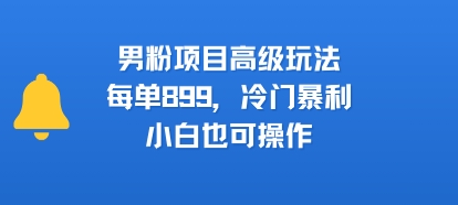 男粉项目高级玩法，每单899，冷门暴利，小白也可操作——生财有道创业项目网