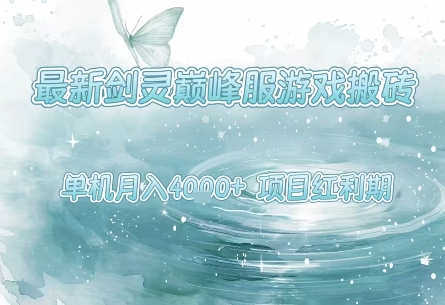 最新剑灵巅峰服游戏搬砖，项目红利期，单机稳定月入4k+操作简单好上手【揭秘】——生财有道创业项目网