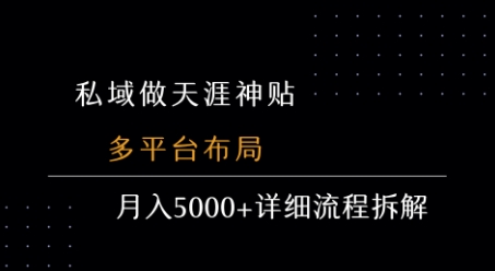 私域做天涯神贴 多平台布局 月入5k+详细流程拆解——生财有道创业项目网