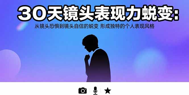 （15522期）30天镜头表现力蜕变：从镜头恐惧到镜头自信的蜕变 形成独特的个人表现风格_生财有道创业项目网