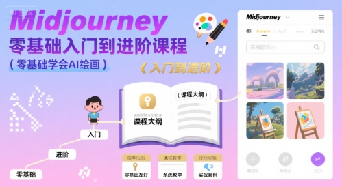 midjourney零基础入门到进阶课程，零基础学会AI绘画——生财有道创业项目网