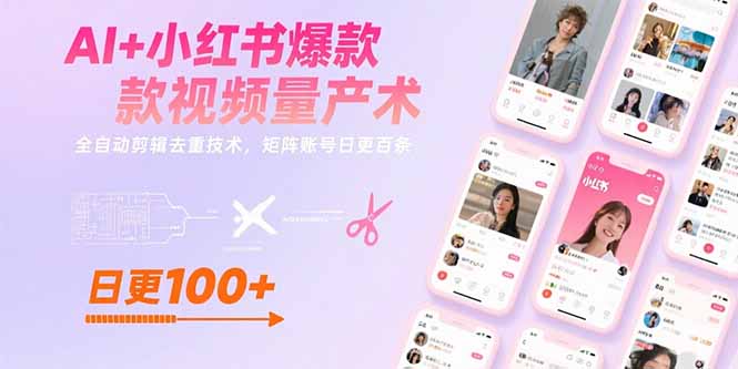 （15542期）AI+小红书爆款视频量产术：全自动剪辑去重技术，矩阵账号日更百条_生财有道创业项目网