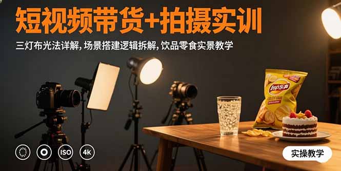 （15540期）短视频带货+拍摄实训：三灯布光法详解,场景搭建逻辑拆解,饮品零食实景教学_生财有道创业项目网
