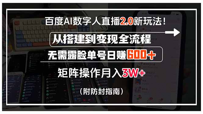 （15555期）百度AI数字人直播2.0新玩法！从搭建到变现全流程，无需露脸单号日赚600…_生财有道创业项目网