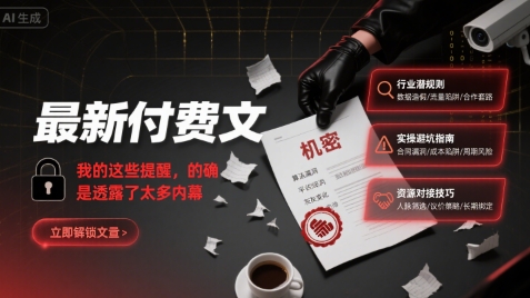 最新付费文：我的这些提醒，的确是透露了太多内幕——生财有道创业项目网