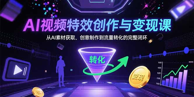 （15587期）AI视频特效创作与变现课：从AI素材获取、创意制作到流量转化的完整闭环_生财有道创业项目网