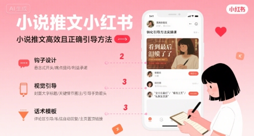 小说推文小红书高转化引导方法实操课，小说推文高效且正确引导方法——生财有道创业项目网