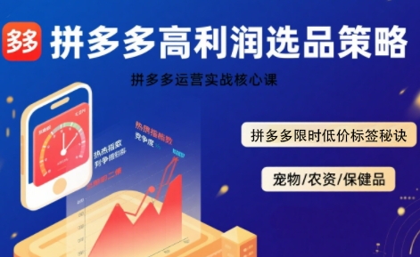 拼多多选品暴利技术实战课，拼多多高利润选品策略，拼多多限时低价标签秘诀——生财有道创业项目网