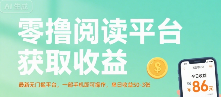 零撸阅读平台获取收益，最新无门槛平台，一部手机即可操作，单日收益50-3张【揭秘】——生财有道创业项目网