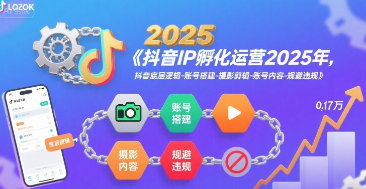抖音IP孵化运营2025年，抖音底层逻辑-账号搭建-摄影剪辑-账号内容-规避违规——生财有道创业项目网