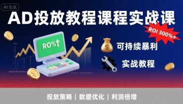 AD投放教程课程实战课，实现广告ROI300%+可持续暴利——生财有道创业项目网