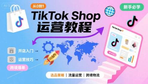 TikTok Shop从0到1运营教程，TikTok跨境电商新手必学课程——生财有道创业项目网