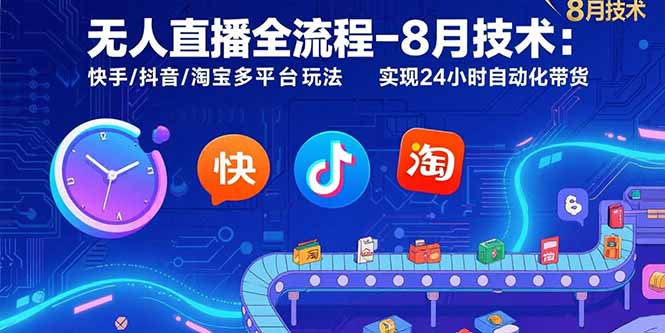 （15635期）无人直播全流程-8月技术：快手/抖音/淘宝多平台玩法 实现24小时自动化带货_生财有道创业项目网