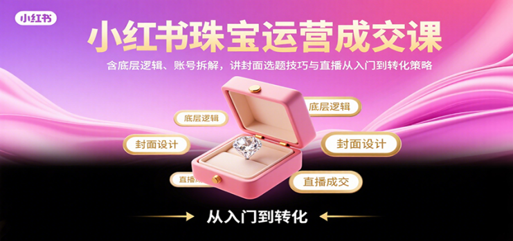 小红书珠宝运营成交课：含底层逻辑、账号拆解，讲封面选题技巧与直播从入门到转化策略_生财有道创业网
