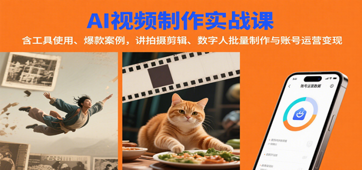 AI视频制作实战：含工具使用、爆款案例，讲拍摄剪辑、数字人批量制作与账号运营变现_生财有道创业网