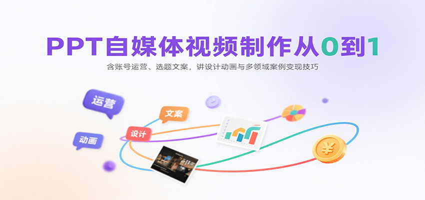 图片[1]-PPT自媒体视频制作从0到1：含账号运营、选题文案，讲设计动画与多领域案例变现技巧_生财有道创业网-生财有道