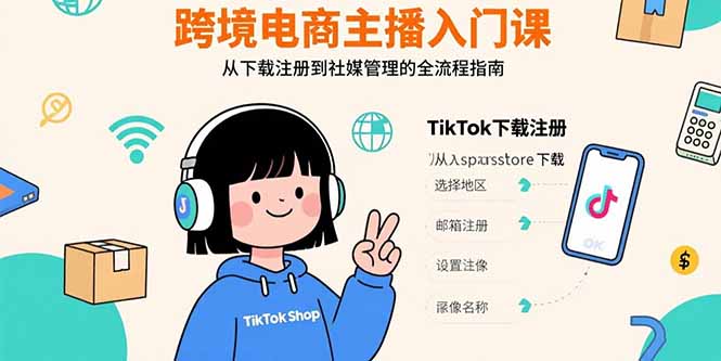 （15708期）跨境电商主播入门课，TikTok下载注册，支付工具配置，社媒账号管理全流程_生财有道创业项目网