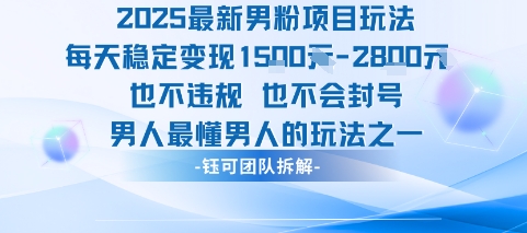 2025最新男粉项目玩法每天变现1k+也不违规也不会封号男人最懂男人的玩法——生财有道创业项目网
