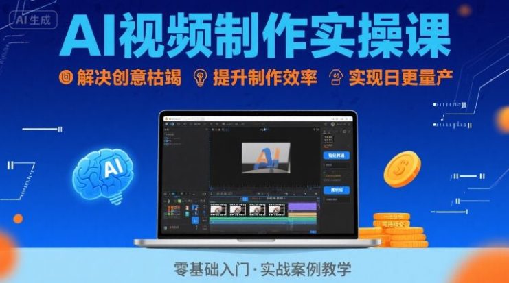 Ai视频制作实操课，解决创意枯竭、效率低下痛点，实现日更量产可持续变现——生财有道创业项目网