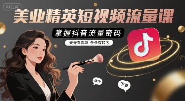 美业精英短视频流量课，掌握抖音流量密码，天天有询单，条条有转化——生财有道创业项目网