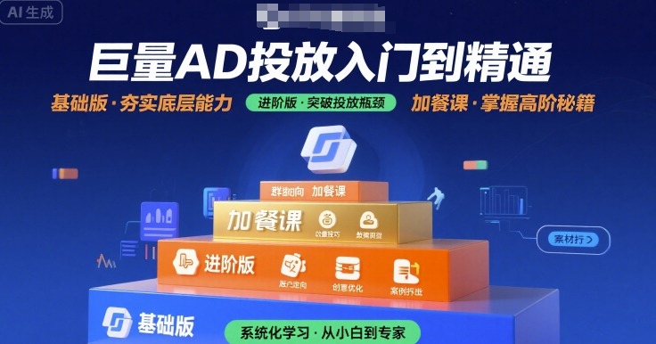 巨量AD投放入门到精通，基础版+进阶版+加餐课——生财有道创业项目网