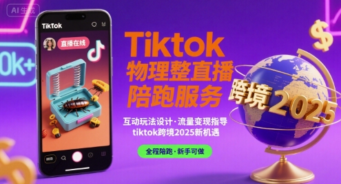 Tiktok物理整蛊直播陪跑服务-tiktok跨境2025——生财有道创业项目网