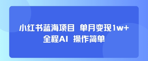 小红书蓝海项目 单月变现1w+ 全程AI 操作简单——生财有道创业项目网