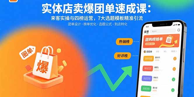 （15834期）实体店卖爆团单速成课：来客实操与四榜运营，7大选题模板精准引流_生财有道创业项目网