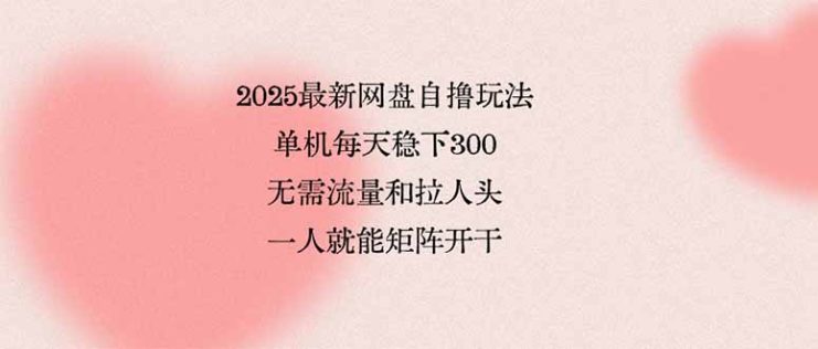 （15831期）2025最新网盘自撸玩法，单机每天稳下3张，无需流量和拉人头，一个人就…_生财有道创业项目网