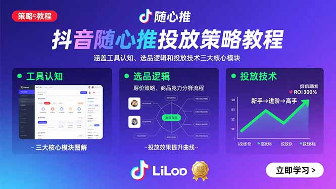 （15828期）抖音随心推投放策略教程：涵盖工具认知、选品逻辑和投放技术三大核心模块_生财有道创业项目网