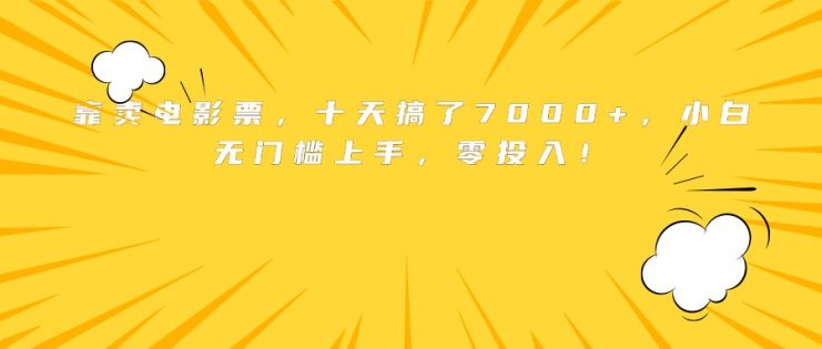 （15821期）靠卖电影票，十天搞了7000+，小白无门槛上手，零投入！_生财有道创业项目网