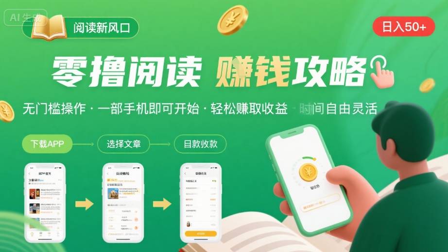 图片[1]-零撸阅读新风口，无门槛轻松挣，一部手机，日入 50-3张【揭秘】——生财有道创业项目网-生财有道