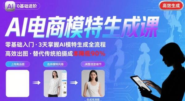 AI模特进阶课程，0基础高效生成逼真电商模特图——生财有道创业项目网